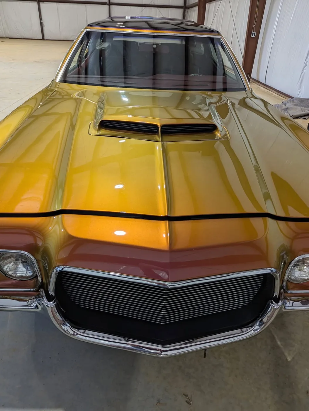 Candy gold custom muscle car front end polished to a mirror by Grindtime Mobile Detailing