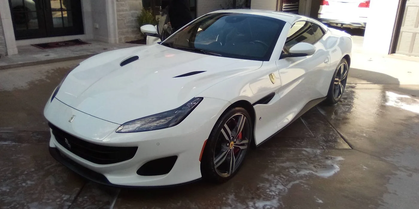 White Ferrari washed and finished by Grindtime Mobile Detailing