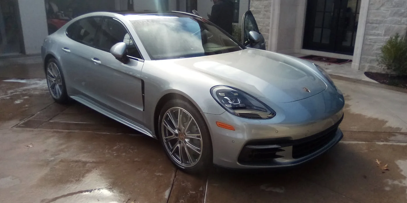 Silver Porsche Panamera cleaned up by Grindtime Mobile Detailing