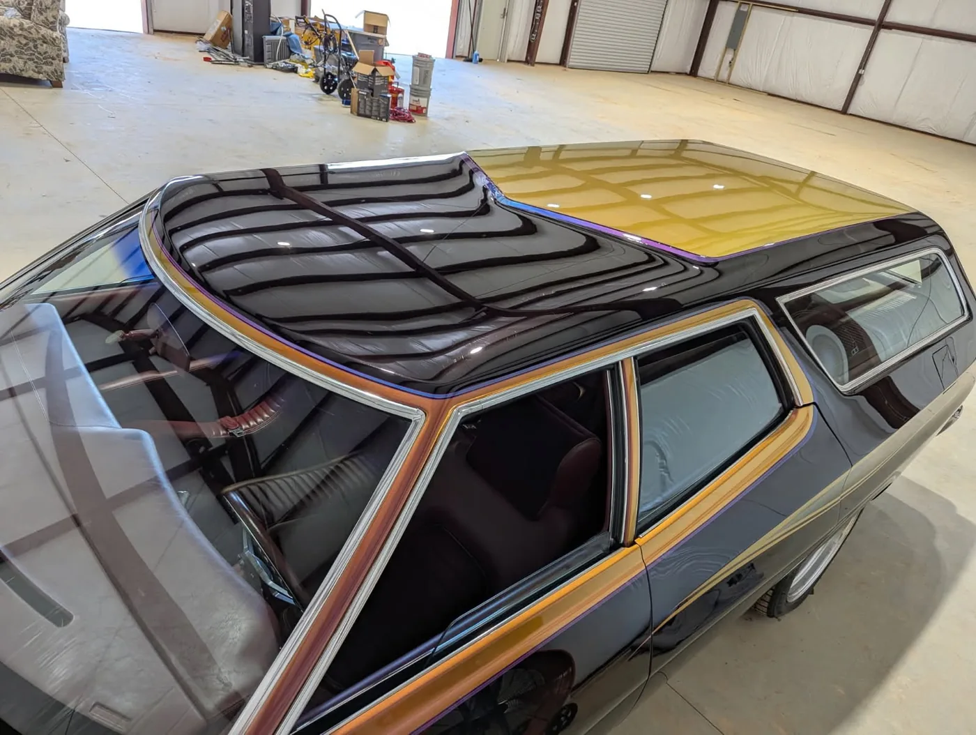 Custom wagon roof polished to a mirror finish by Grindtime Mobile Detailing